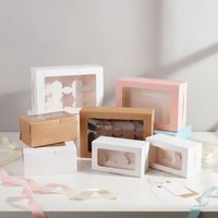 Caja Cuadrada Desechable Autoensamblable para Cupcakes y Muffins, de Papel Kraft y Cartón Blanco, para Alimentos para Bebés y Tartas de Huevo