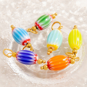 Cuentas ovaladas de vidrio de estilo nepalí para la fabricación de collares PJ91721A - Product Image 1