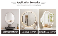 Miroir LED intelligent pour la maison avec interrupteur tactile, 24V, trois couleurs réglables ou à intensité variable, avec fonction anti-buée et affichage du calendrier