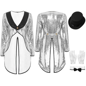 Conjunto de disfraz de mago para mujer, frac con sombrero, cuello con lazo, guantes para cosplay, fiesta temática, juego de rol, actuación en escenario - Product Image 5