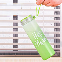 Tasses en verre dépoli étanche boisson jus cadeau de voyage bouteille en verre extérieur multicolore avec couvercle