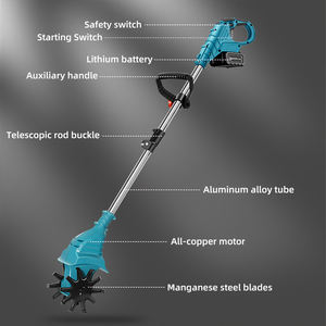 21V 无线迷你花园耕耘机除草机伸缩杆锂电电池供电 1.5AH 25CM 工作深度耕耘机 - Product Image 4