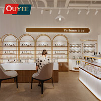 Comptoir de Présentation de Parfum Ouyee Moderne, Décoration de Magasin de Cosmétiques, Meuble Vitrine d'Usine en Verre avec Éclairage
