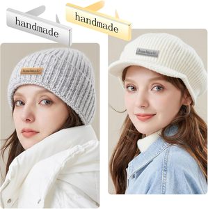Etiquetas metálicas hechas a mano, etiquetas de ganchillo para artículos hechos a mano con etiquetas rectangulares de aleación, etiquetas multiusos hechas a mano para costura I - Product Image 5