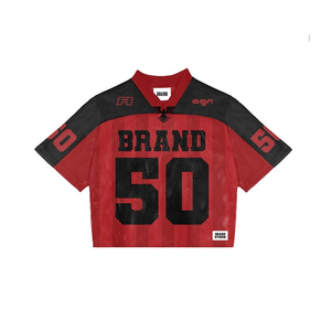 เสื้อยืดกราฟิกแบบมีลายสกรีนตามสั่งสำหรับผู้ชาย เสื้อฟุตบอลแนวสตรีทสปอร์ต ทรงโอเวอร์ไซส์ ผ้าตาข่าย ระบายอากาศได้ดี สำหรับผู้ชาย - Product Image 3