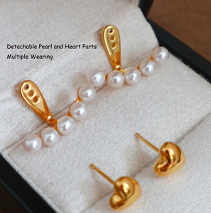 <span class=keywords><strong>Pendientes</strong></span> <span class=keywords><strong>de</strong></span> <span class=keywords><strong>oro</strong></span> <span class=keywords><strong>de</strong></span> 18K con <span class=keywords><strong>perlas</strong></span> <span class=keywords><strong>de</strong></span> agua dulce, <span class=keywords><strong>pendientes</strong></span> trepadores <span class=keywords><strong>de</strong></span> moda con tachuelas <span class=keywords><strong>de</strong></span> corazón, AU750 - Product Image 3