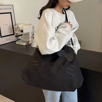 Grosir tas Travel singkat kartun Kawaii Sanrioed Black Kitty lucu tas penyimpanan kapasitas besar tas Makeup Gym imut untuk wanita