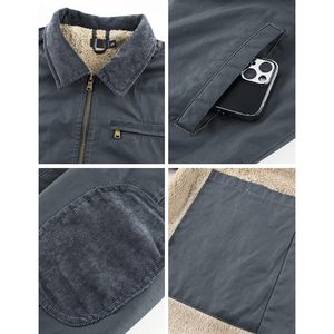 FOXA Mens Sherpa Lined Detroit <b>Jacket</b> Waxed Canvas Waterproof Winter Coat Regular Sleeve <b>Straight</b> Body - Product Image 6