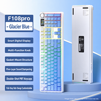 Clavier mécanique sans fil AULA F108 PRO BT, clavier de jeu à commutation à chaud, batterie 8000 mAh, interrupteurs pré-lubrifiés, rétroéclairage RVB, PBT
