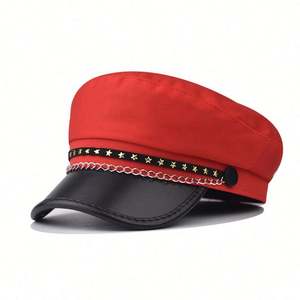 Boina de Moda Británica 2025 con Estrella de Cinco Puntas, Gorra de Capitán con Cadena y Visera de PU, Tendencia Primavera-Otoño - Product Image 6