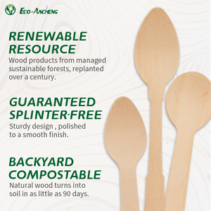 <span class=keywords><strong>Cubiertos</strong></span> Desechables Biodegradables Naturales de Madera de Abedul, Cuchara de 95 mm, Ecológicos para Bebés, Modernos para Acampar, Libres de BPA, Aptos para Alimentos, Mini Ancheng - Product Image 3