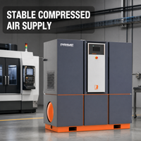 Compresseur d'air industriel à vis à économie d'énergie 11 kW 8 bars, bi-étagé, refroidi par air, avec sécheur d'air et réservoir de collecte, stationnaire