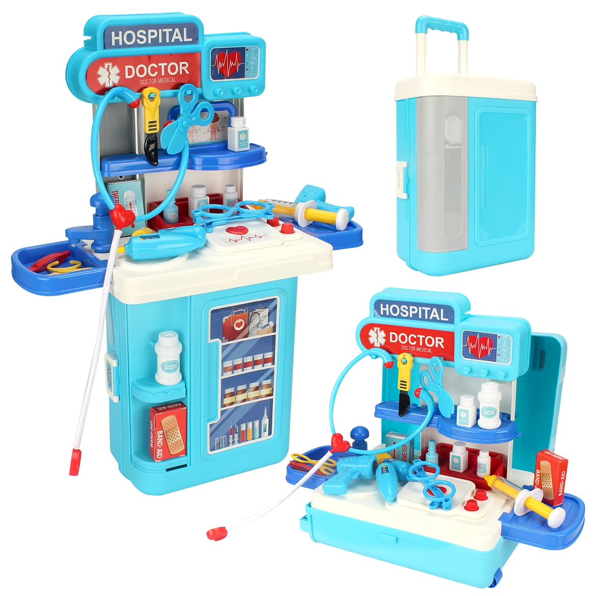 Набор игрушек-врачей, симулятор, чемодан с подсветкой и музыкой для детей