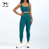 JIEJIN Ensemble de yoga de haute qualité pour femmes, taille haute, extensible à 4 voies, 2 pièces, vêtements d'entraînement actifs
