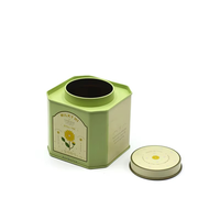 Conteneur métallique octogonal vert mat sur mesure, grand format, pour le thé, boîte scellée, emballage alimentaire, boîte en étain de qualité alimentaire avec couvercle
