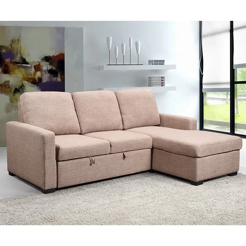 Hot selling 2P with extendable bed+Chaise with storage alternative colors sofas furniture living room