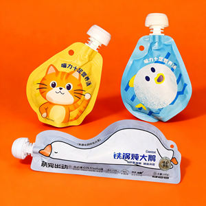 Custodia per beccuccio per imballaggio riutilizzabile personalizzata con tappo a vite in alluminio sacchetto ugello per gustosi sacchetti di purea cibo per gatti con beccuccio - Product Image 2