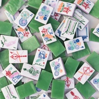 Set Mahjong Lukis Tangan Grosir Desain Vintage Mutiara Hijau Lengkap dengan Tas untuk Dewasa untuk Pesta
