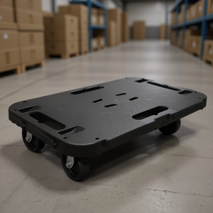 Carrello a Mano in Polipropilene Nero, Capacità 300 Kg, Piattaforma a Quattro Ruote per Uso Industriale - Product Image 2