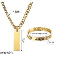 Zhongzhe Fashion Custom Stainless Steel Bracelets Necklace Set Laser Engraved DIY Logo Cuban Watch Chain Necklace for Couple