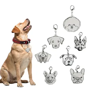 WD anjing ID Tag pribadi terukir nama khusus anak anjing kerah Aksesori hewan peliharaan papan nama antihilang liontin cincin kunci tag anjing