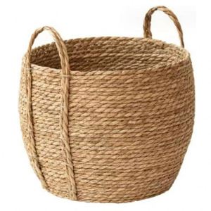 Vente directe usine – Grand pot à fleurs en rotin tressé fait main avec poignée, panier en jonc de mer tissé à la main pour la cuisine - Product Image 2