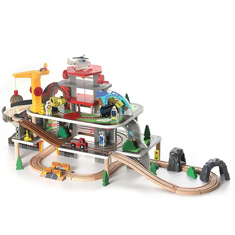 Set di binari per miniera in legno treno elettrico educativo Building Block gioco treno giocattolo con Set di binari in legno per regalo per bambini