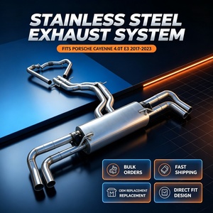 Venta al por mayor de fábrica: Kit completo de escape Catback con válvula y silenciador de acero inoxidable SS304 para Porsche Cayenne 4.0T E3 2017-2023, tubos de escape y downpipe. - Product Image 1