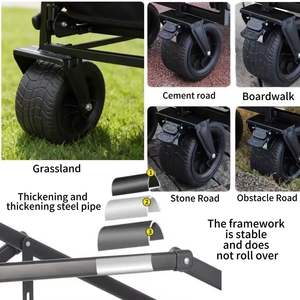Hikeon 2-in-1 Portable Quick-Release Steel Folding Bed &amp; Four-Wheel <strong>Cart</strong>-Dual-Use Design for Camping <strong>Beach</strong> &amp; Garden - Product Image 2