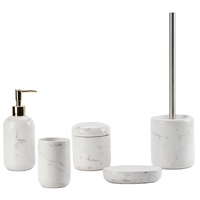 Ensemble de salle de bain en céramique blanche, accessoires de toilette pour hôtel, effet marbre, 5 pièces