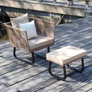 Ensemble <span class=keywords><strong>de</strong></span> <span class=keywords><strong>salon</strong></span> d'extérieur au design ergonomique avec coussins <span class=keywords><strong>en</strong></span> mousse épaisse et plateau <span class=keywords><strong>en</strong></span> <span class=keywords><strong>verre</strong></span> <span class=keywords><strong>trempé</strong></span> pour terrasse sur le toit, ensemble <span class=keywords><strong>de</strong></span> canapés <span class=keywords><strong>de</strong></span> conversation - Product Image 6