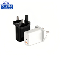 Cargador Rápido GaN PD de 30W Personalizado con Enchufe para Reino Unido, Certificado UKCA, Adaptador de Carga de Doble Puerto A+C, Compatible con Teléfonos Inteligentes iPhone