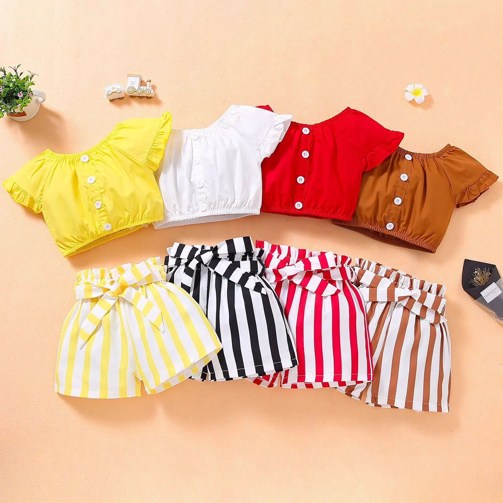 baby girl clothes 4 year old clothing crop tops summer shorts 2 pcs clothes designer new wholesale vintage girls clothes