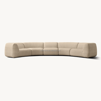 Canapé modulaire incurvé 5 pièces en coton et lin de qualité supérieure, style moderne organique, profil bas, meubles de salon artisanaux