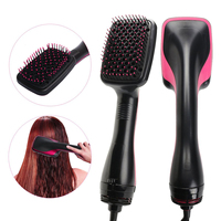 Brosse à air chaud professionnelle 2 en 1 portable, sèche-cheveux et lisseur en une seule étape, brosse peigne électrique volumisante