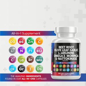 Besica Nieuwe Aankomst Bietenwortelcapsule 6000Mg Olijfblad 6000Mg <span class=keywords><strong>Nattokinase</strong></span> Rode Gist Rijst Omega 3 Bietencapsules Supplement - Product Image 5