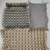 Rideau séparateur de pièce en métal maille spirale dorée et maille décorative