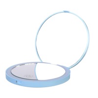 Miroir de poche double face à LED Quicksand de dessin animé tricolore Miroir de maquillage rechargeable USB portable
