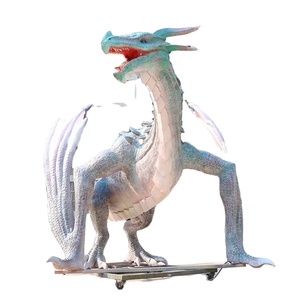 Dragon animatronique géant en métal étanche, réaliste, qui respire du fumée, sculpture intérieure/extérieure pour centre commercial à thème - Product Image 1