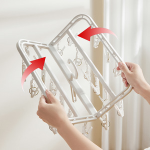 Venta caliente Clip plegable Colgador de goteo 32-Clips <span class=keywords><strong>Blanco</strong></span> Apilable Colgando Tendedero para <span class=keywords><strong>ropa</strong></span> Calcetines-para balcón Desmontable - Product Image 3
