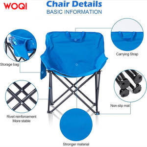 เก้าอี้ซาวน่าพับได้ WOQI สีฟ้า ผ้า Oxford พกพาสะดวก มีช่องเก็บของ สูง 25.9 นิ้ว สำหรับการเดินทางกลางแจ้ง - Product Image 5