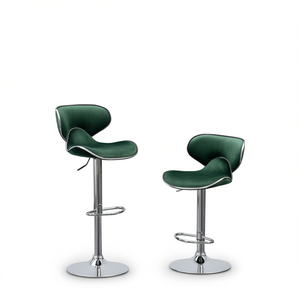 Sillas de Bar Masaccio, Terciopelo Verde, Base Giratoria Ajustable con Pedestal Redondo, Muebles Comerciales Modernos y Contemporáneos - Product Image 1