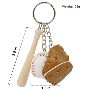 Guanto da Baseball fatto a mano portachiavi in legno pipistrello in legno Sport Meet Boy Girl Party Favor atleta in pelle Mini ciondoli da Softball - Product Image 5