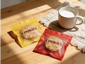 Sacs alimentaires personnalisés à trois soudures latérales, finition mate, pour biscuits et bonbons, scellés à chaud, vente chaude - Product Image 1