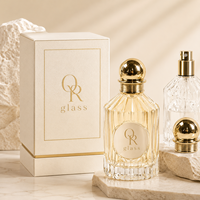 Vente flash - Flacon de parfum rond de 50 ml, 100 ml, 30 ml, flacon de parfum vide avec emballage boîte et couvercle doré, étiquette métallique personnalisée