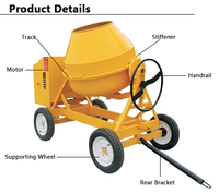 Bétonnière portable de 500 L à moteur diesel, haute efficacité, avec pompe de 5 kW, produit très vendu.