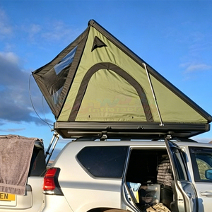 Carpa de techo para coche, de aluminio, para 3 o 4 personas, para camping, senderismo y actividades al aire libre, tipo Dachzelt triangular, con carcasa rígida y escalera. - Product Image 6
