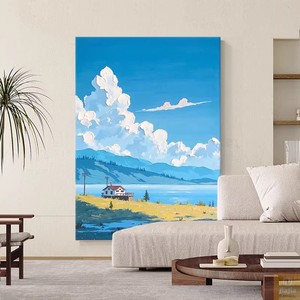 Hand Painted Oil Painting Landscape Beach Sunrise Modern Minimalist Living Room <b>Wall</b> Art Decorative Painting No <b>Frame</b> - Product Image 2