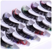 Pinky leem Meilleures ventes de faux cils Cils synthétiques 25mm Faux cils en vison 5d 3D Couleur Soie 7 paires Fournisseur de cils en bande