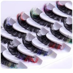 Pinky leem Meilleures ventes de faux cils Cils synthétiques 25mm Faux cils en vison 5d 3D Couleur Soie 7 paires Fournisseur de cils en bande - Product Image 2